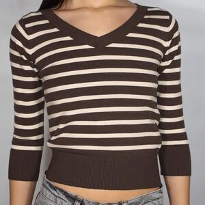 Subdued Women's Brown and White Jumper